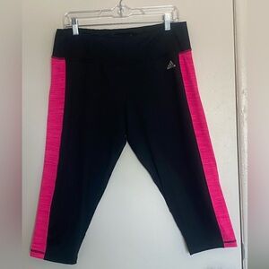 Adidas women Leggings Black with‎ Pink Stripes size xl